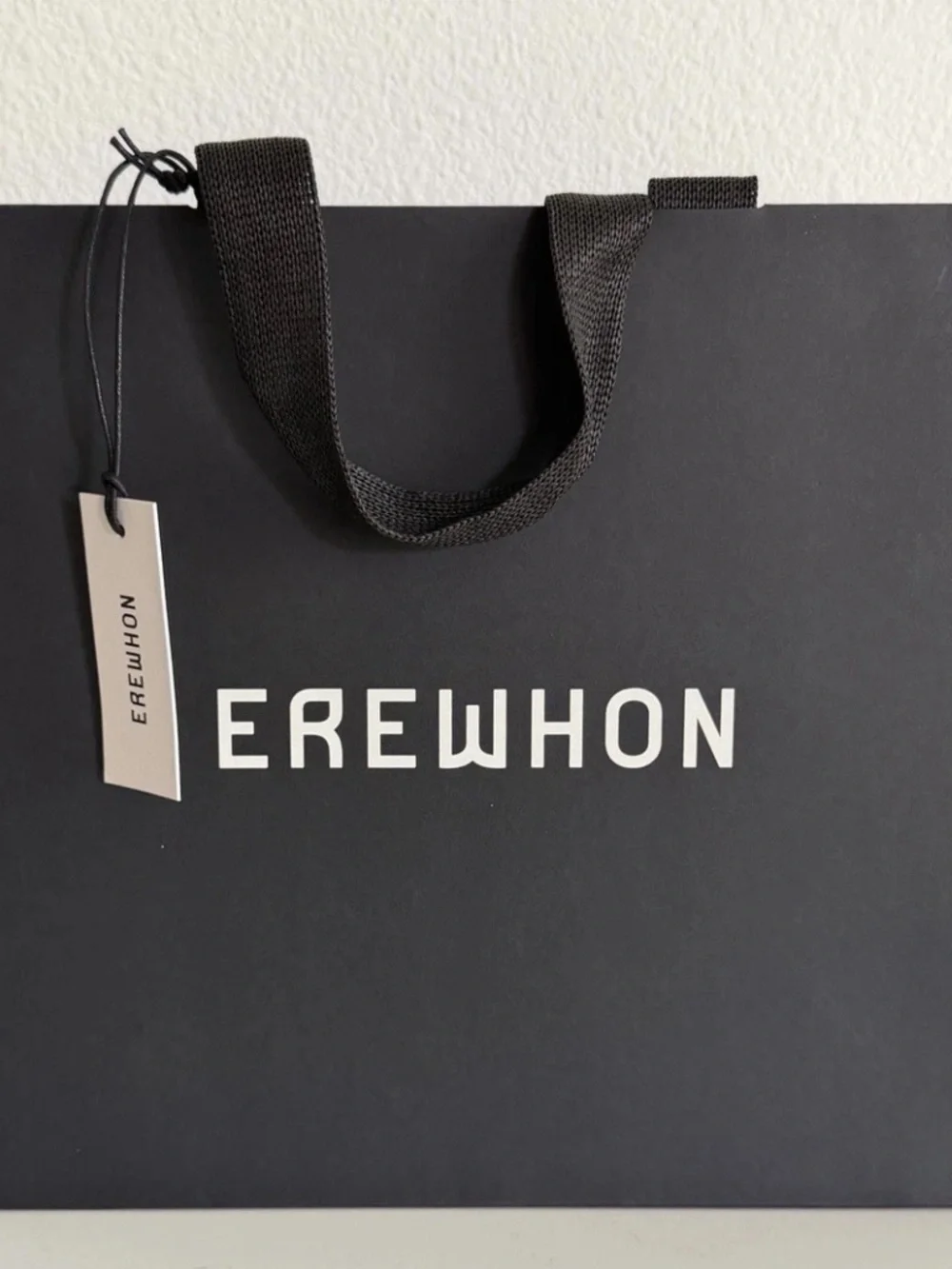 Erewhon Luxury Shopping Gift Bag Black Paper Bag w/ Tag 11” x 9.5”